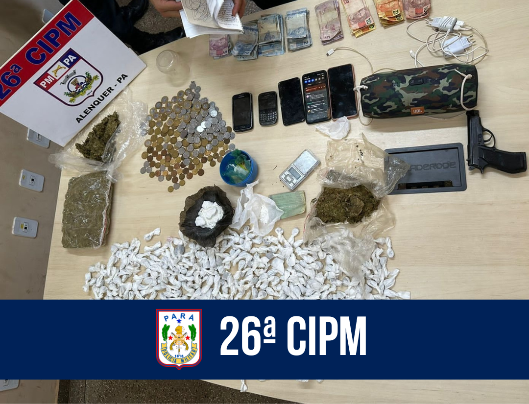 26ª Companhia prende três suspeitos por tráfico de drogas no município de Alenquer