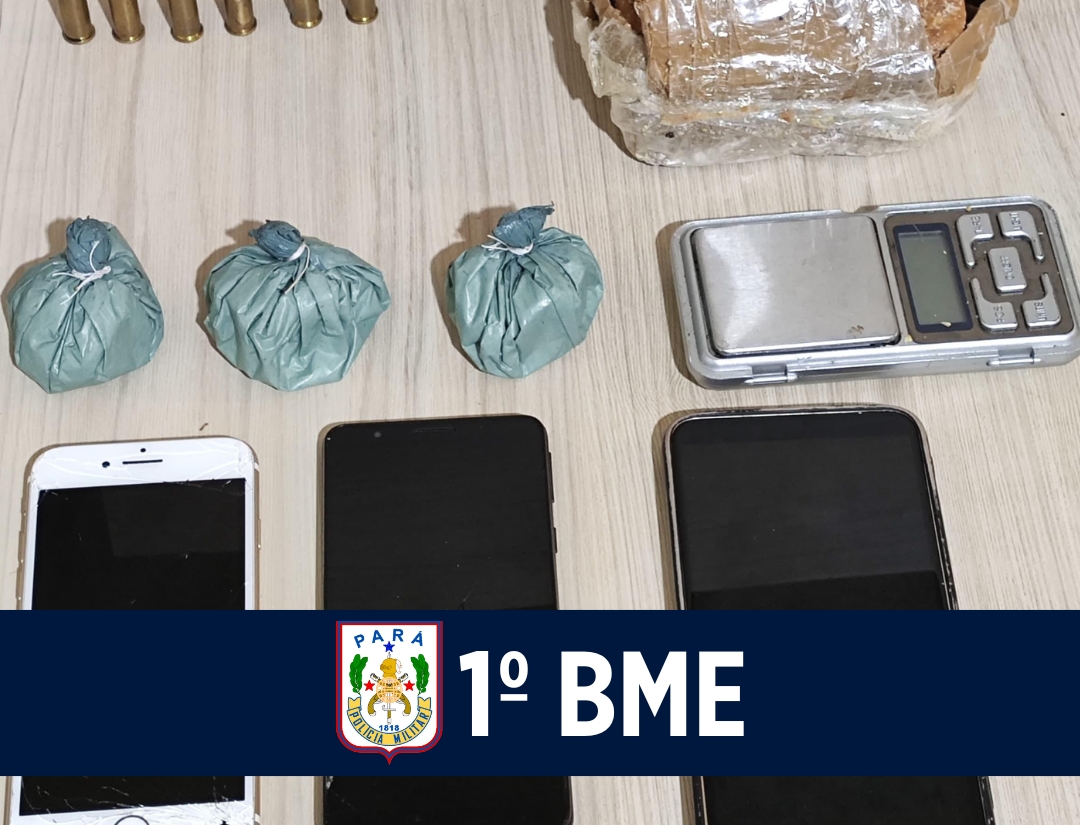 1º BME apreende arma de fogo e drogas em Marabá 
