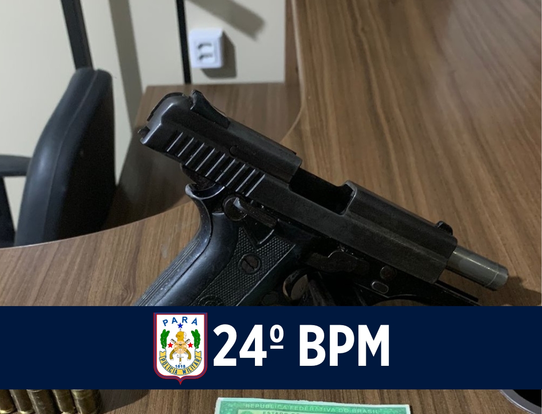24º BPM apreende uma arma de fogo e munições durante ação em Belém