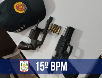 15º BPM prende dois homens por porte ilegal de arma de fogo