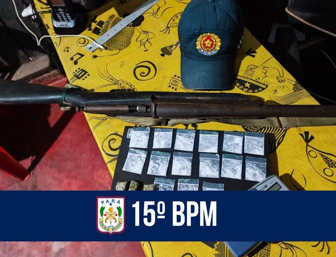 15º BPM prende dupla por tráfico de entorpecentes e posse ilegal de arma de fogo, em Itaituba