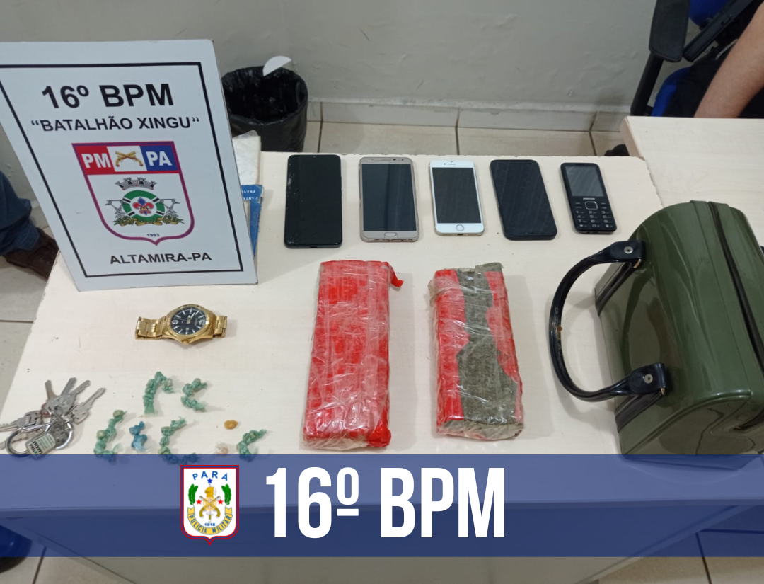 Em Altamira, PM prende trio e apreende 1kg de drogas