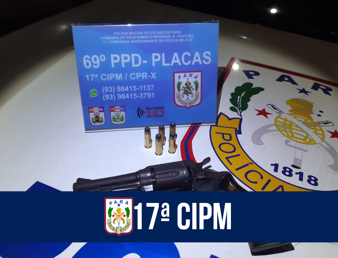 Em Placas, 17ª CIPM prende suspeito por porte ilegal de arma de fogo