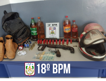 Três foragidos são presos com droga, armas e uma motocicleta roubada em Monte Alegre