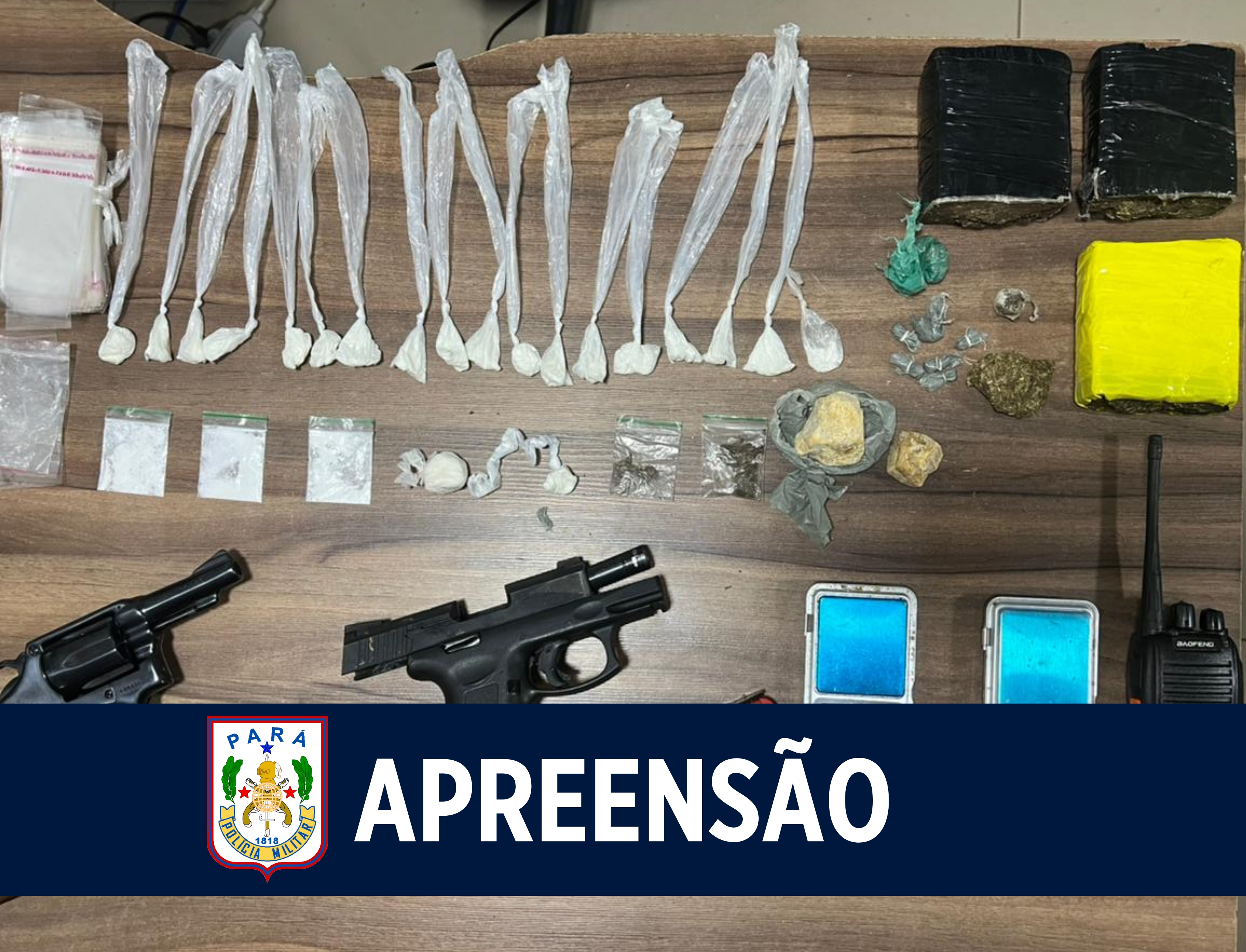 Em Parauapebas, 1º BME apreende armas, munições e drogas
