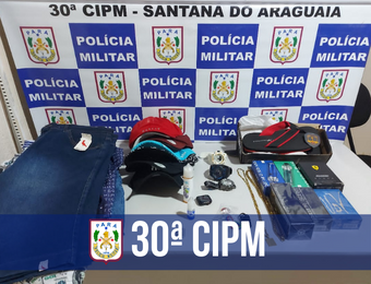 PM recupera peças de roupa e outros materiais roubados de loja em Santana do Araguaia
