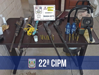 Em ação conjunta, 22ª CIPM apreende armas e munições