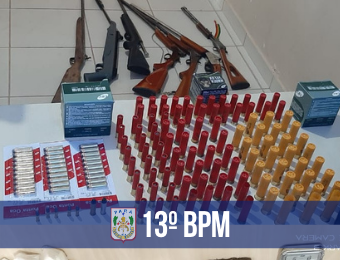 Armas e mais de 100 munições são apreendidas em Breu Branco