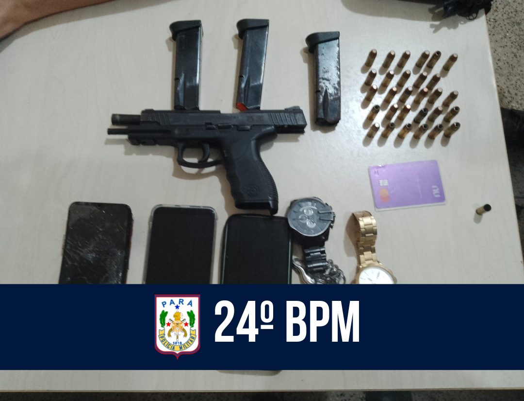 24º BPM e ROTAM apreende armas de fogo no bairro Tapanã