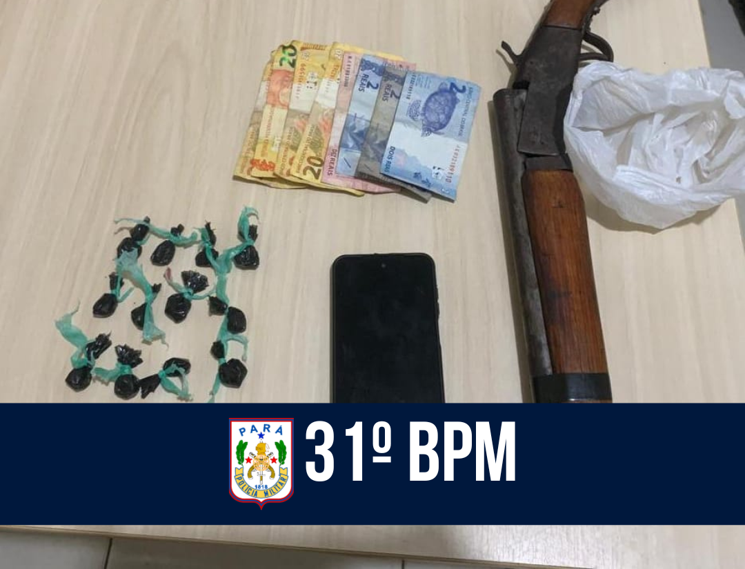 31º BPM apreende entorpecentes e arma de fogo em Abaetetuba