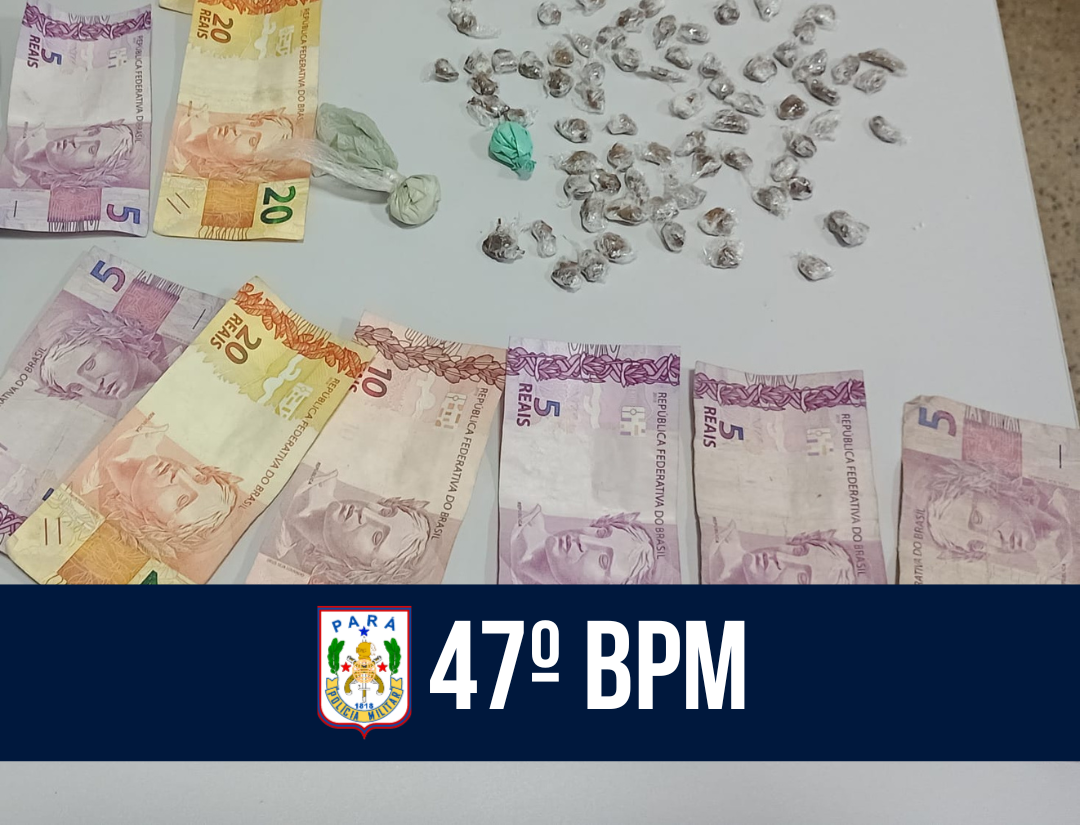 Em Moju, 47º BPM apreende quase 90 invólucros de entorpecentes