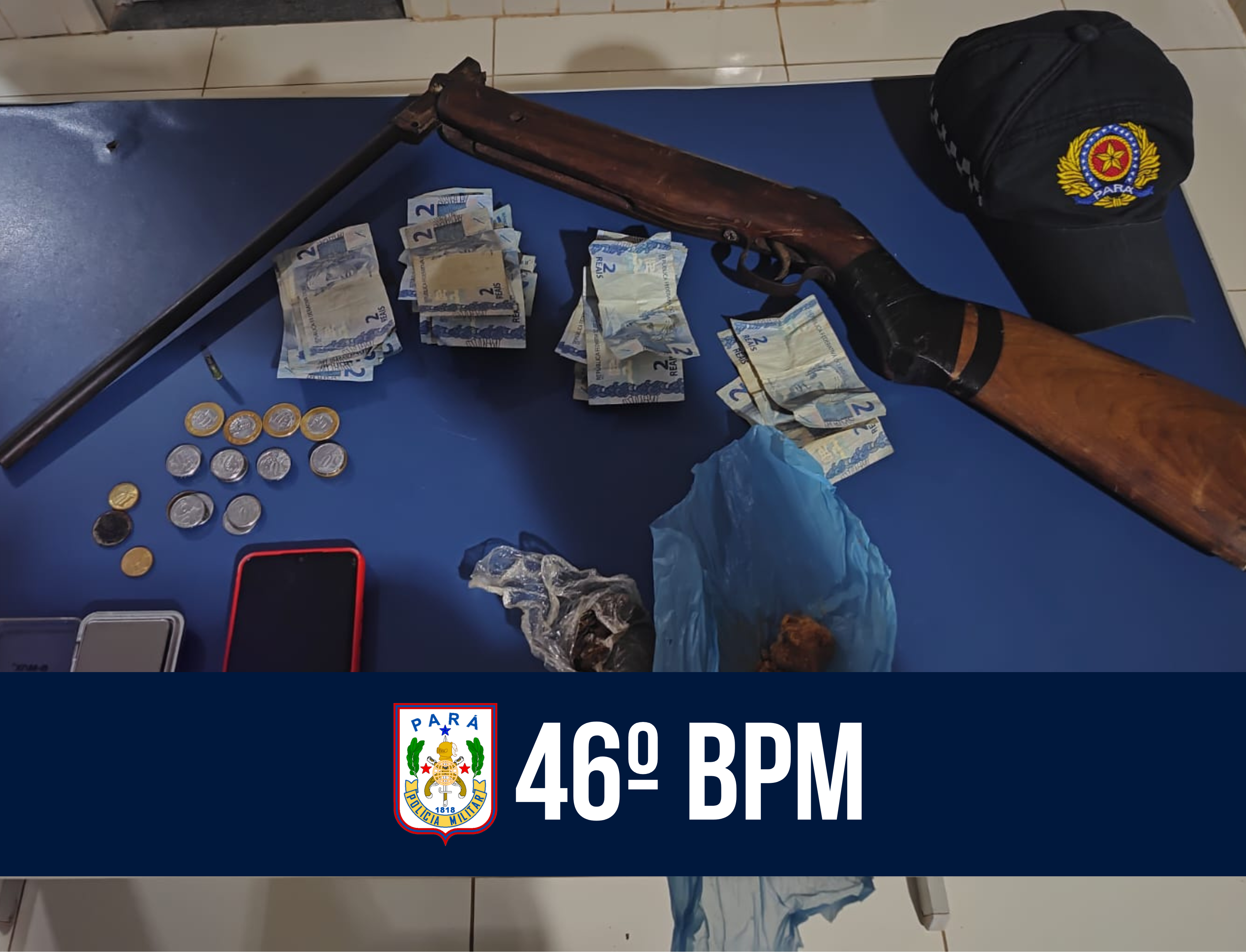 46º BPM apreende arma de fogo e drogas em Novo Progresso