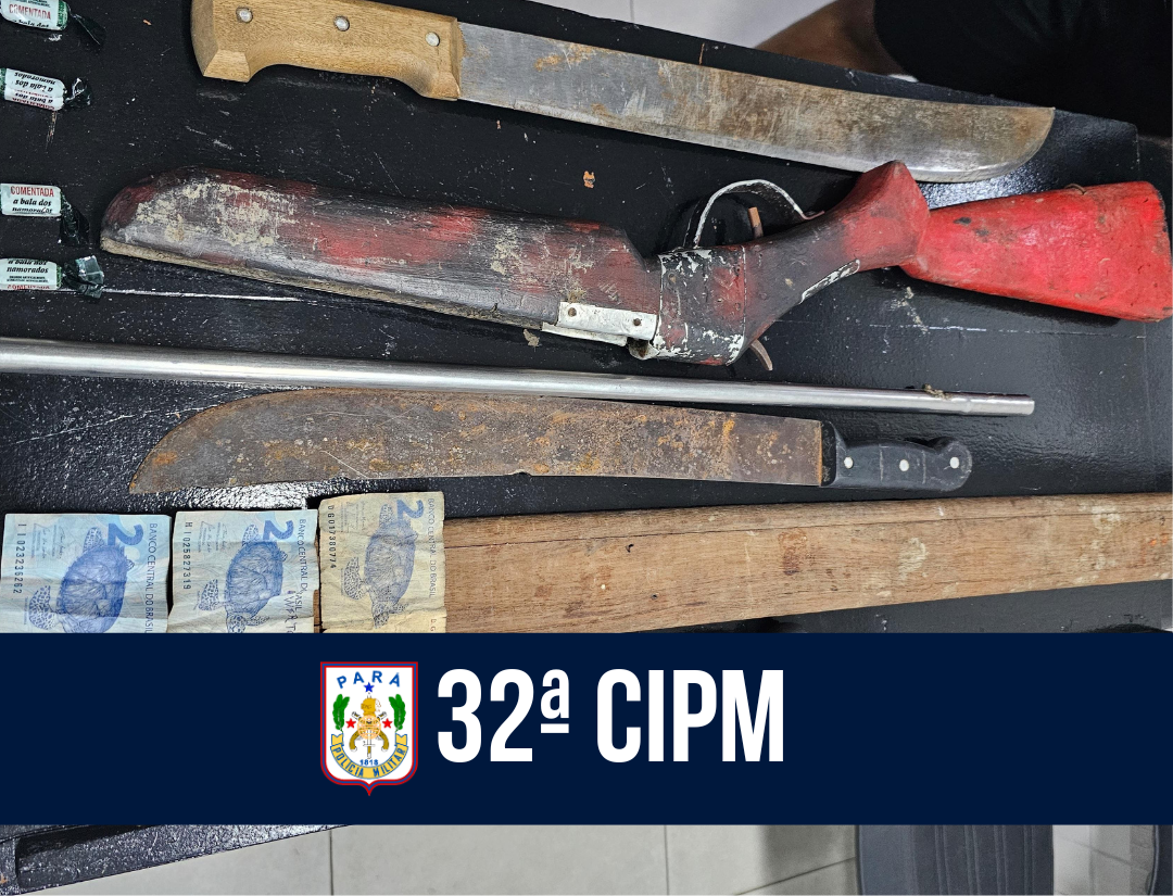 32ª CIPM intervém em briga generalizada e apreende armas brancas e de fogo em Afuá