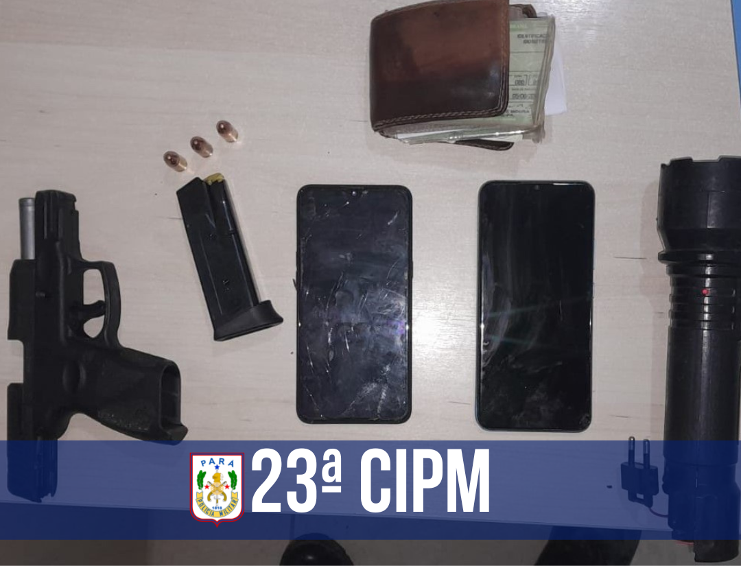 23ª CIPM apreende arma de fogo e recupera motocicleta roubada