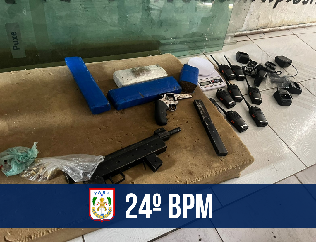 24º BPM prende suspeitos de tráfico de entorpecentes e porte ilegal de arma