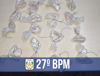 27º BPM prende suspeito de tráfico e apreende cocaína