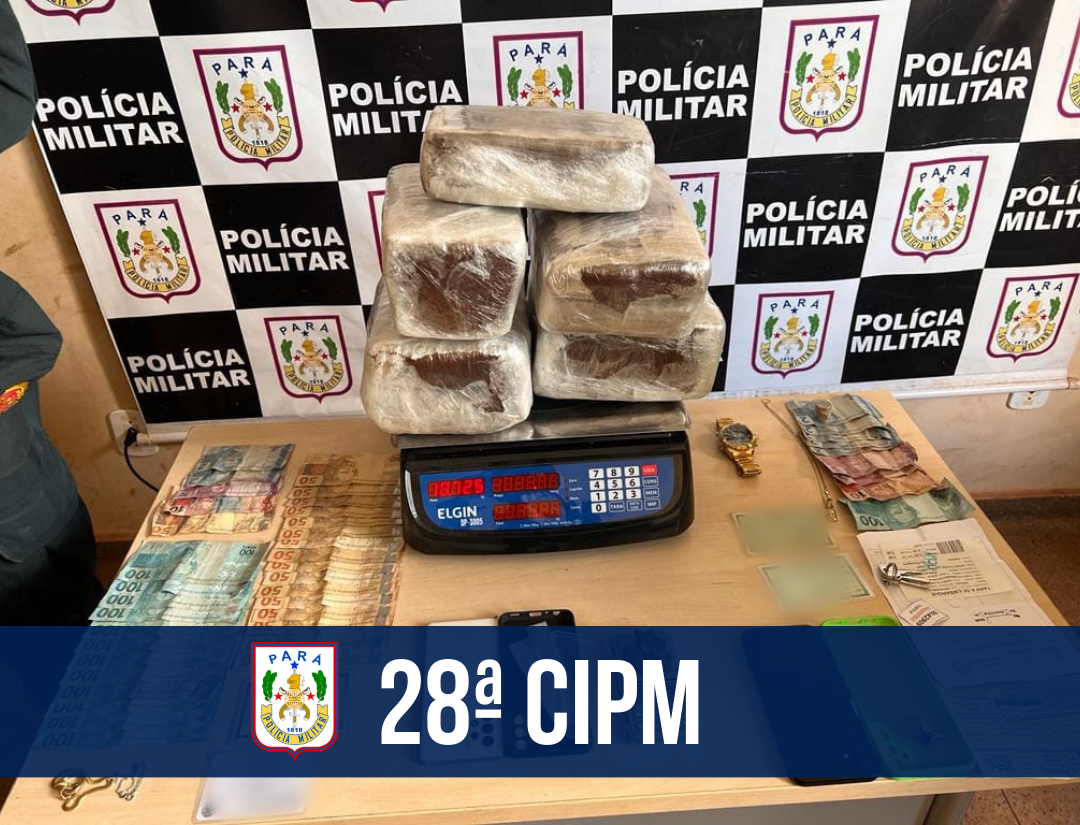 28ª CIPM apreende mais de 10kg de drogas e prende foragido em Juruti