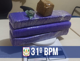 Em Abaetetuba, PM prende trio com quase 2kg de maconha