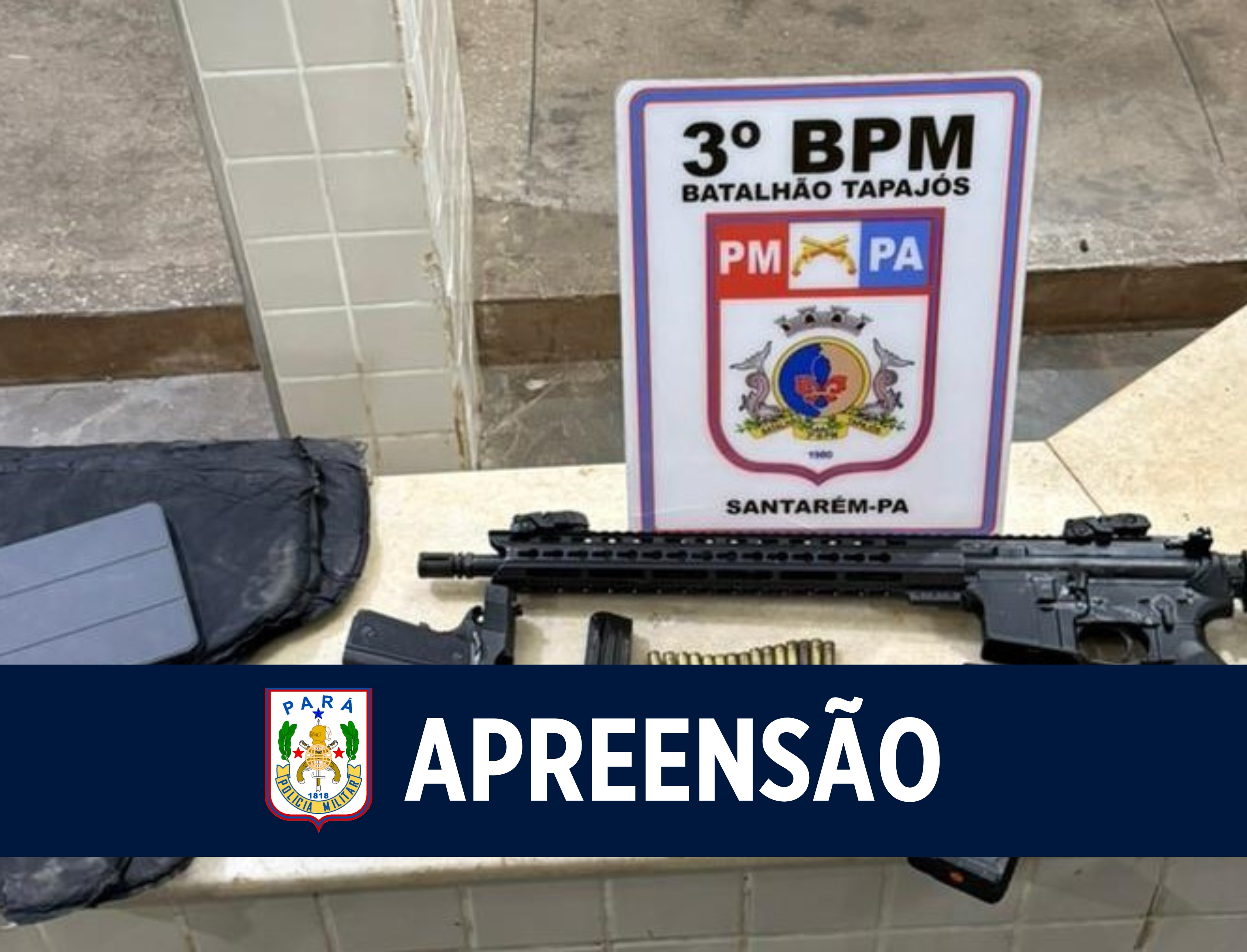 Ação da PM em Santarém apreende fuzil AR-15 e prende criminosos 
