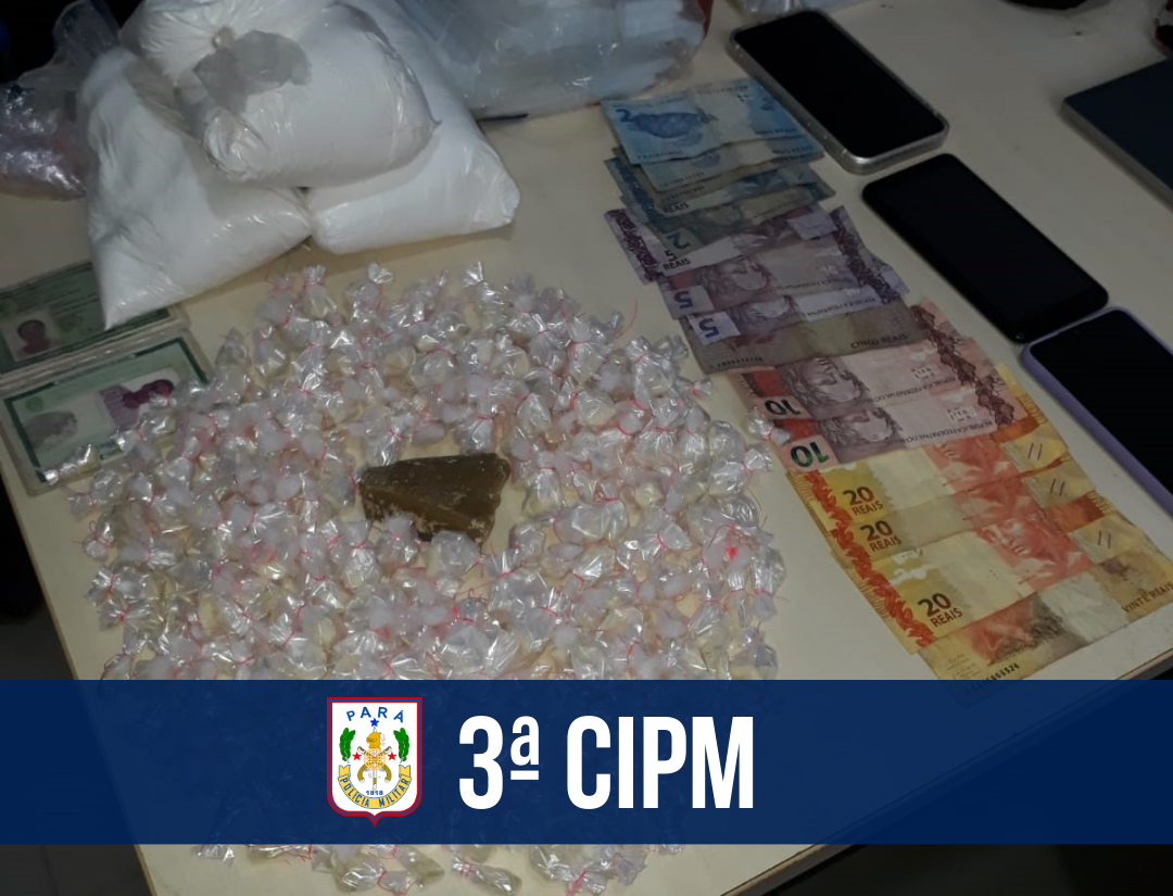 3ª CIPM prende casal e apreende mais de 200 papelotes de drogas