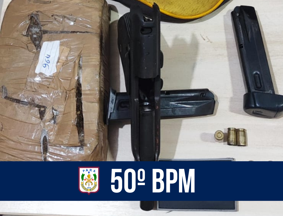 50º BPM apreende arma de fogo e entorpecente em Jacundá