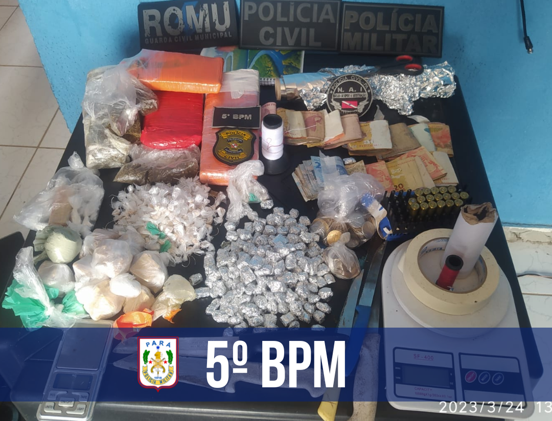 Em Castanhal, PM desarticula ponto de tráfico e apreende drogas e munições
