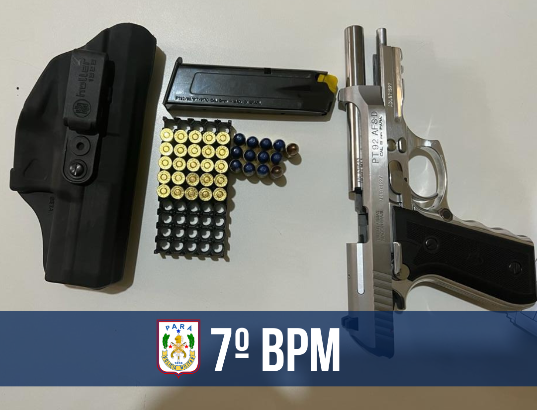 7º BPM prende homem com arma e 38 munições