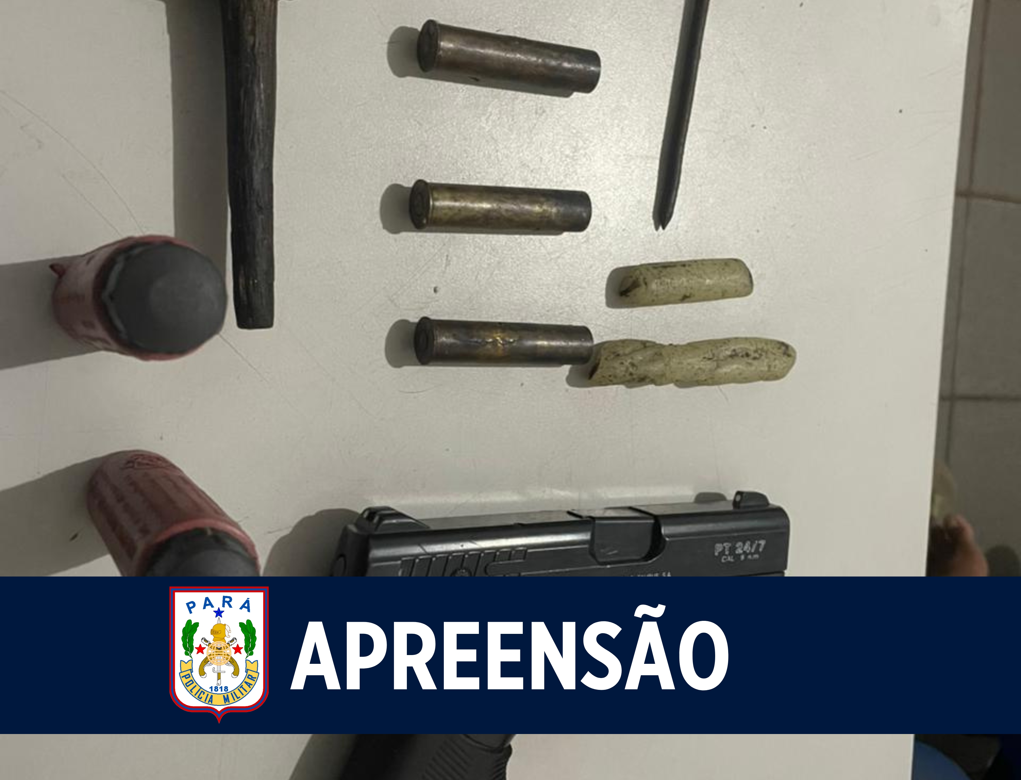 Ação da PM apreende munições e simulacro de arma em Monte Alegre