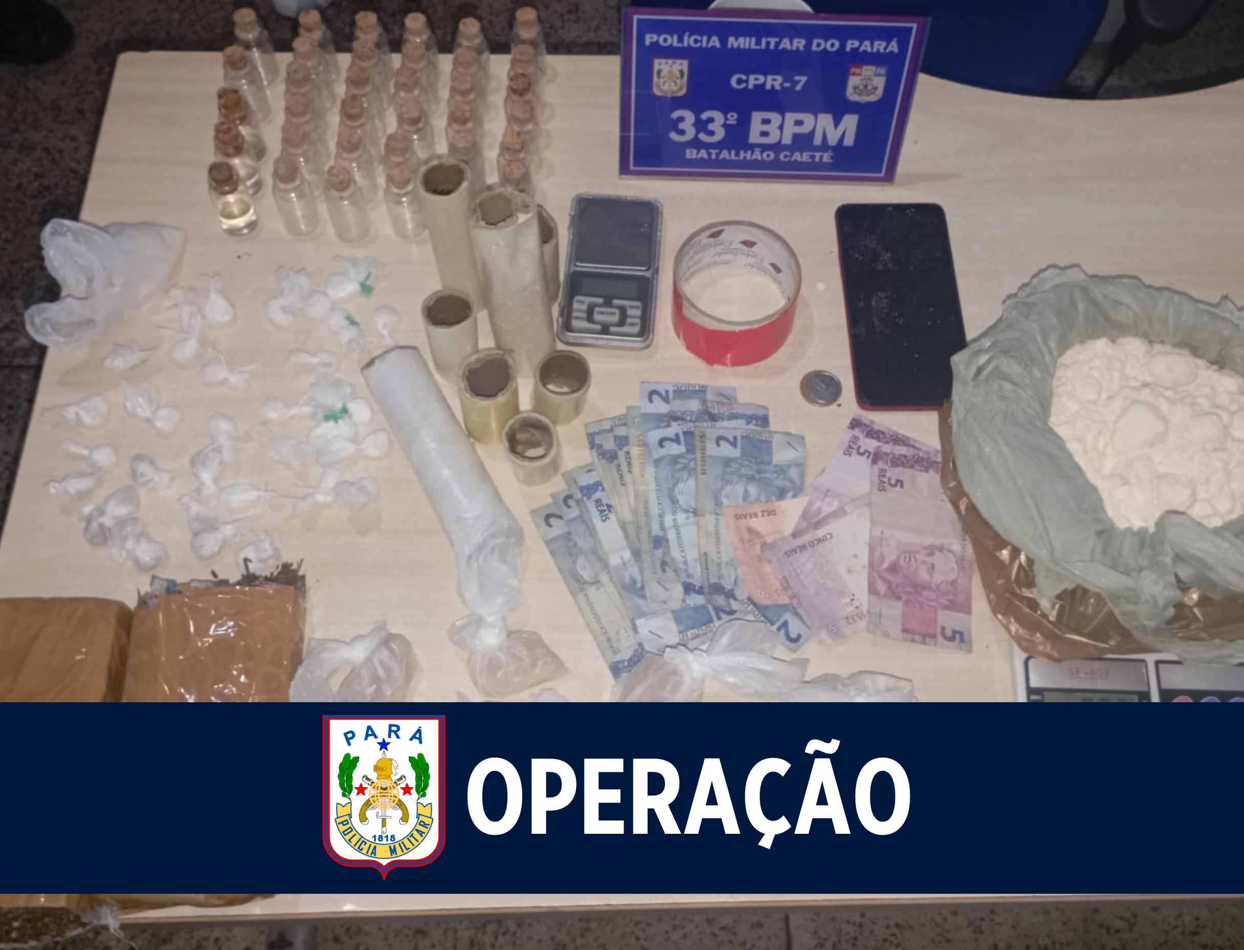 Operação Repressão Qualificada: 33º BPM e BOPE apreendem mais de 2kg de entorpecentes em Bragança