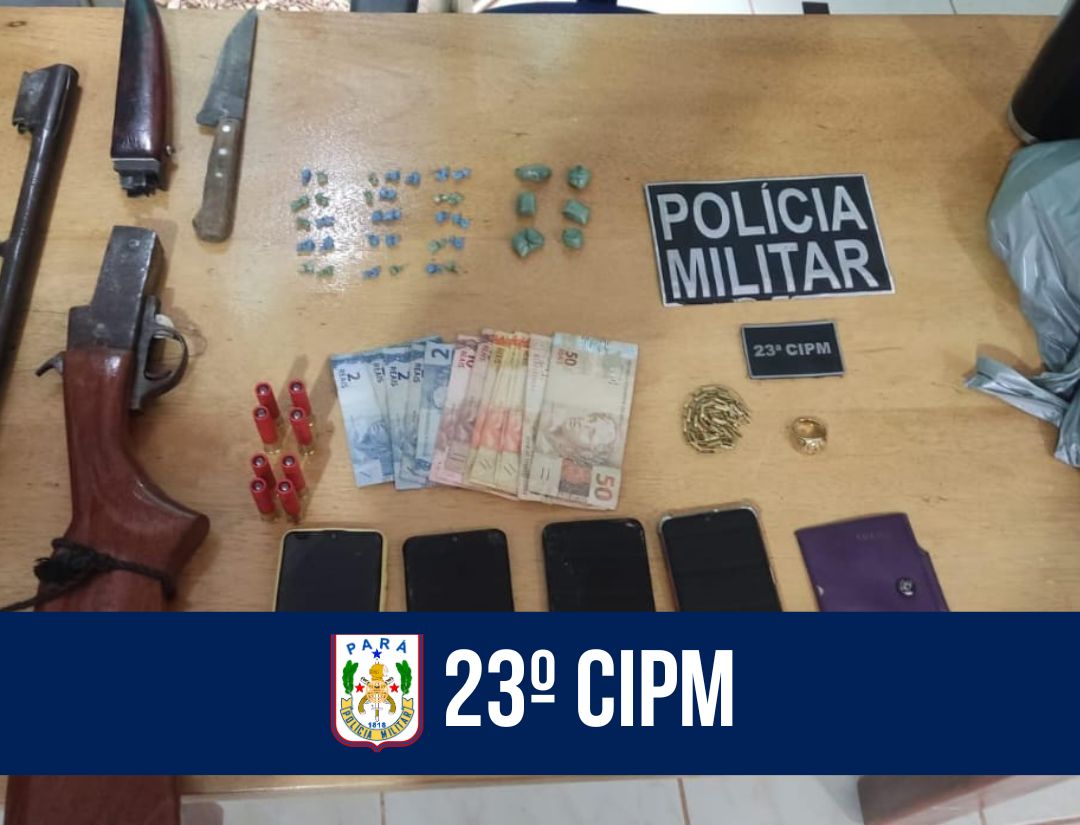Em Pacajá, 23ª CIPM desarticula ponto de tráfico de drogas e apreende arma