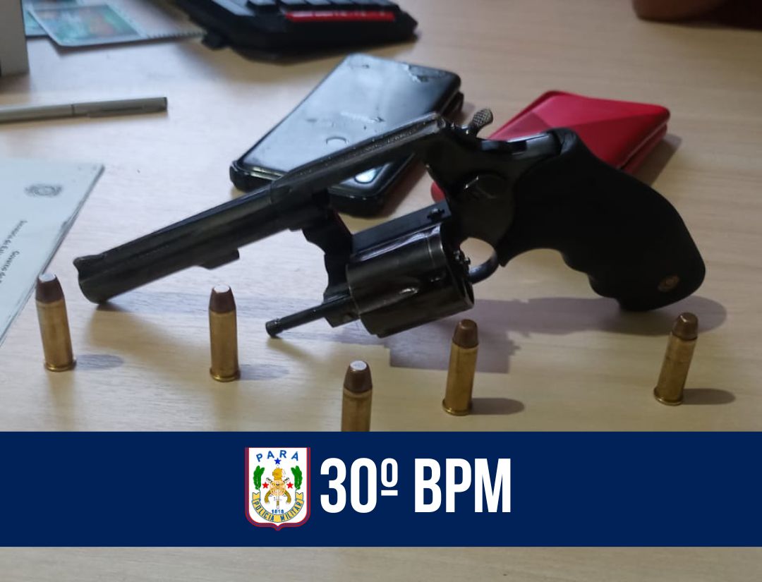 30º BPM apreende arma de fogo e recupera celulares, em Ananindeua