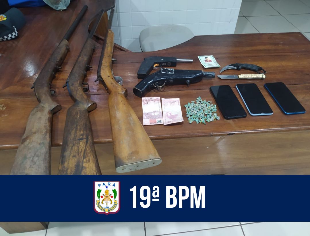Em  Aurora do Pará, 19º BPM prende dupla por tráfico de drogas e posse ilegal de armas de fogo 