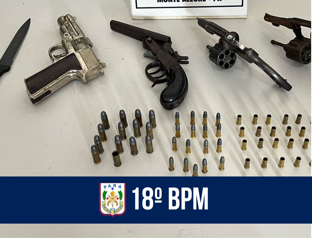 Em Monte Alegre, 18º BPM apreende armas e entorpecentes