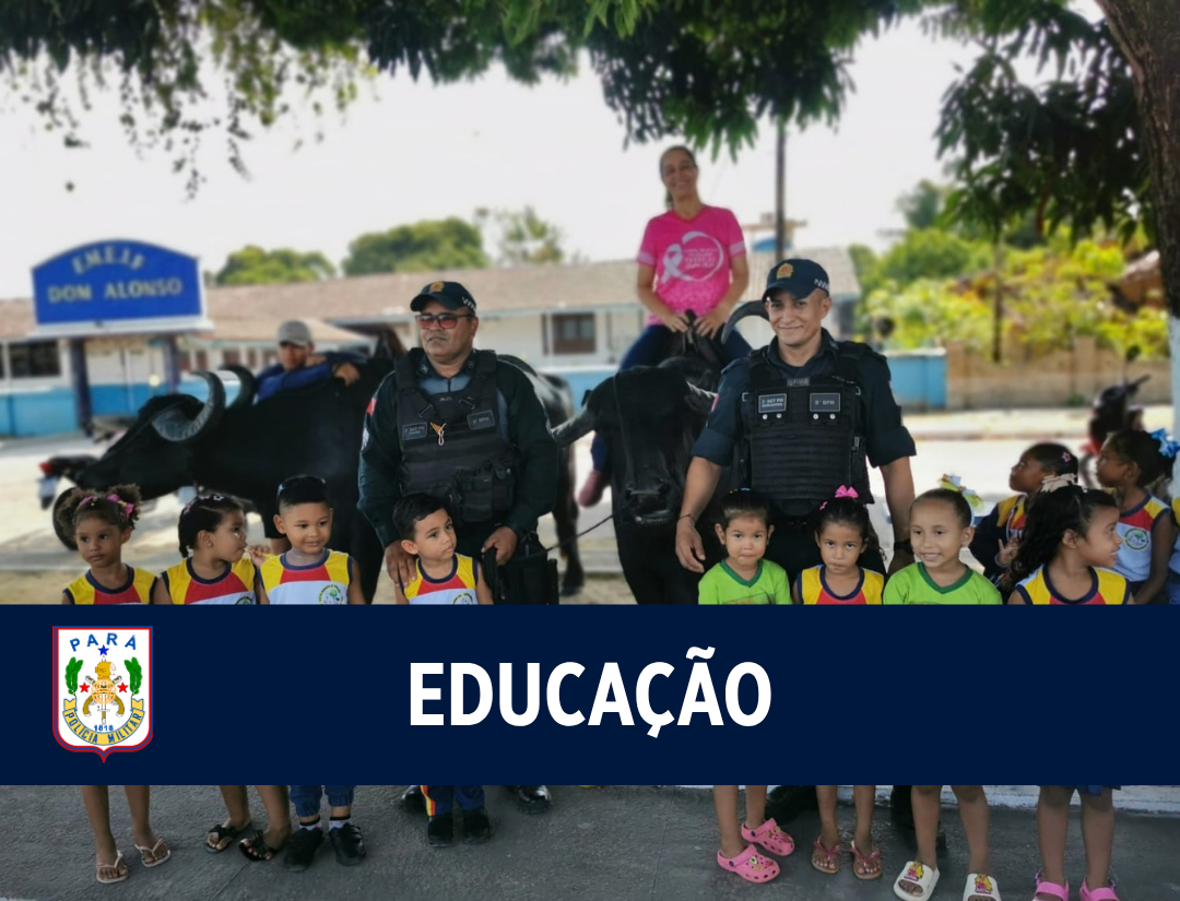 PM promove ação educativa com búfalo e aproxima crianças da segurança pública em Soure