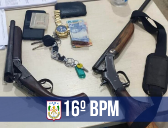 16º BPM apreende duas armas de fogo e prenden homeme por posse ilegal em Brasil Novo