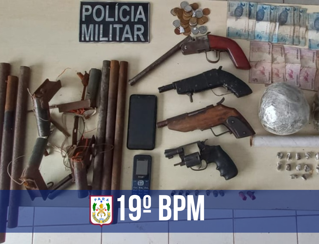 Em Ipixuna, PM apreende nove armas de fogo e meio quilo de maconha
