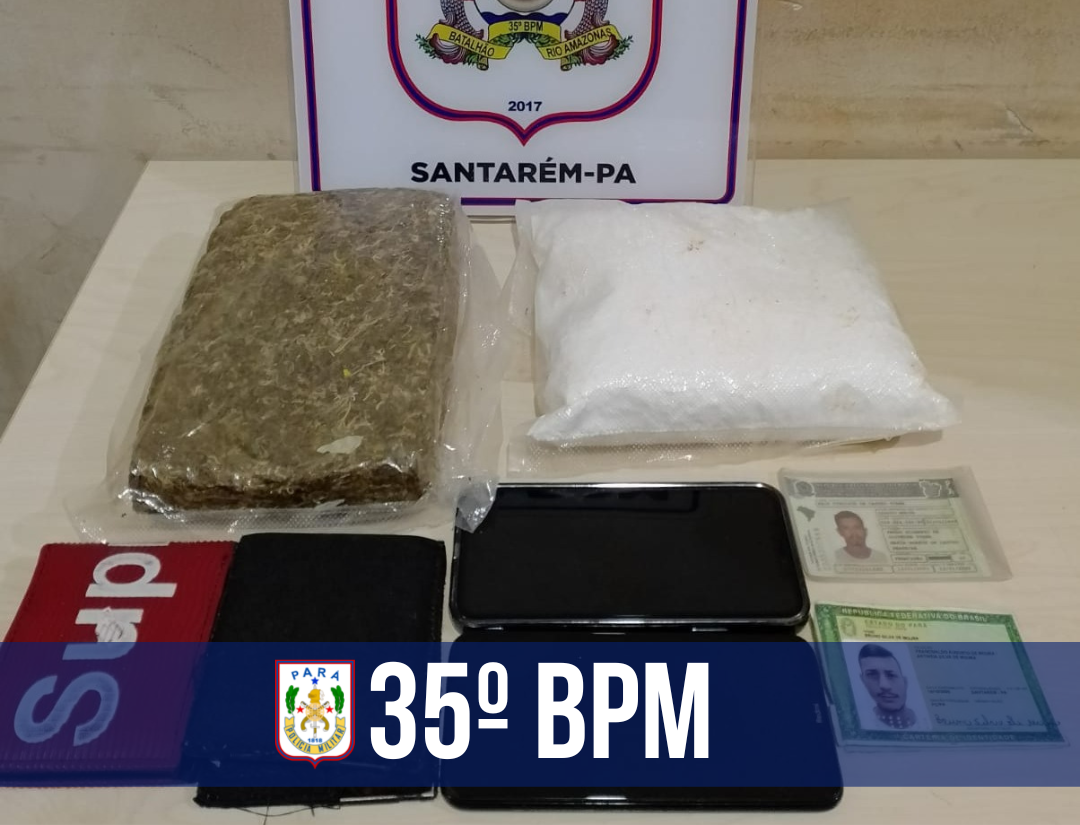 35º BPM prende dupla com drogas e cheques em Santarém