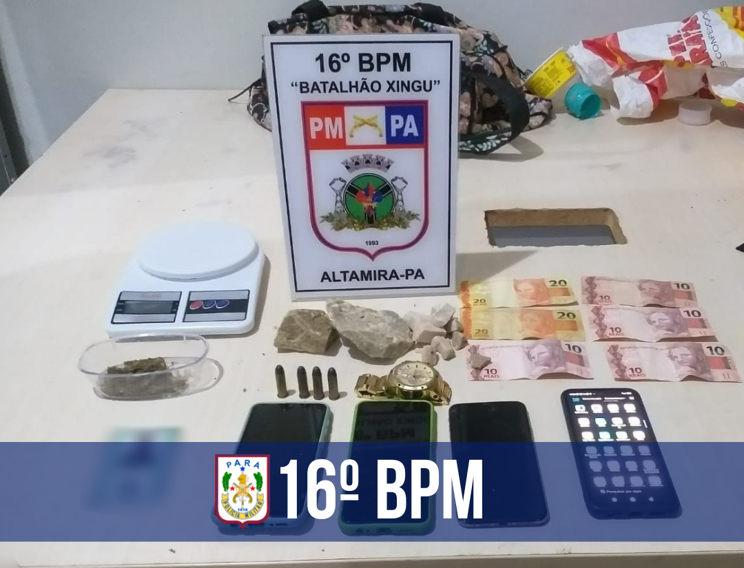 Homem é preso com celulares, munições e drogas em Altamira