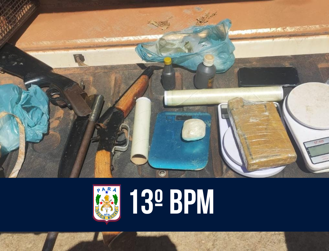 Em Tucuruí, 13º BPM apreende armas e drogas em embarcação
