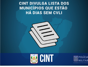 CInt divulga lista dos municípios que estão há dias sem registro de CVLI