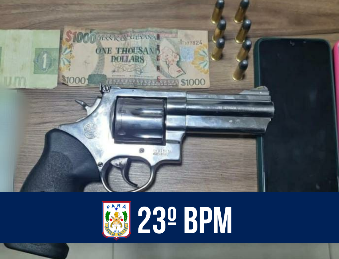 Em Parauapebas, 23º BPM prende homem por porte ilegal de arma de fogo.