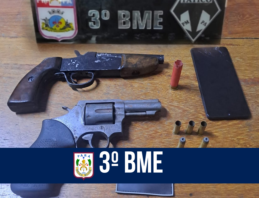 Ação do 3º BME resulta na apreensão de armas de fogo, em Castanhal