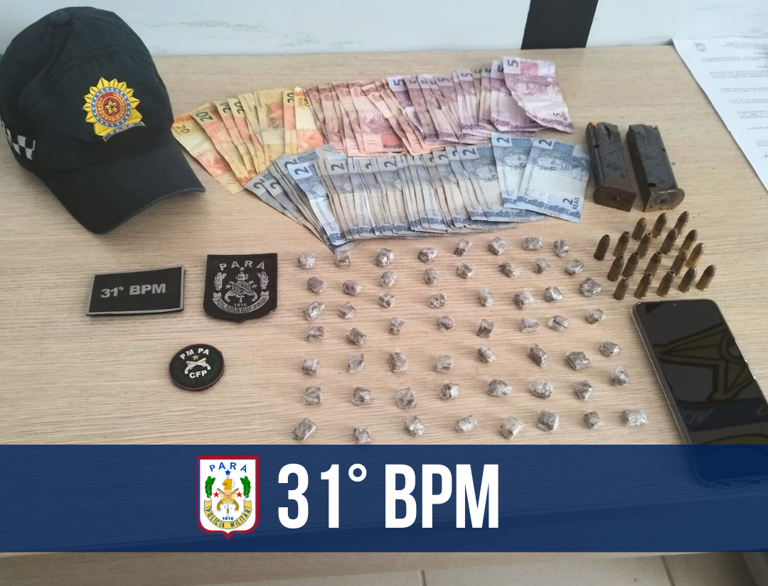 Em Igarapé-miri, 31º BPM prende homem com drogas e munições