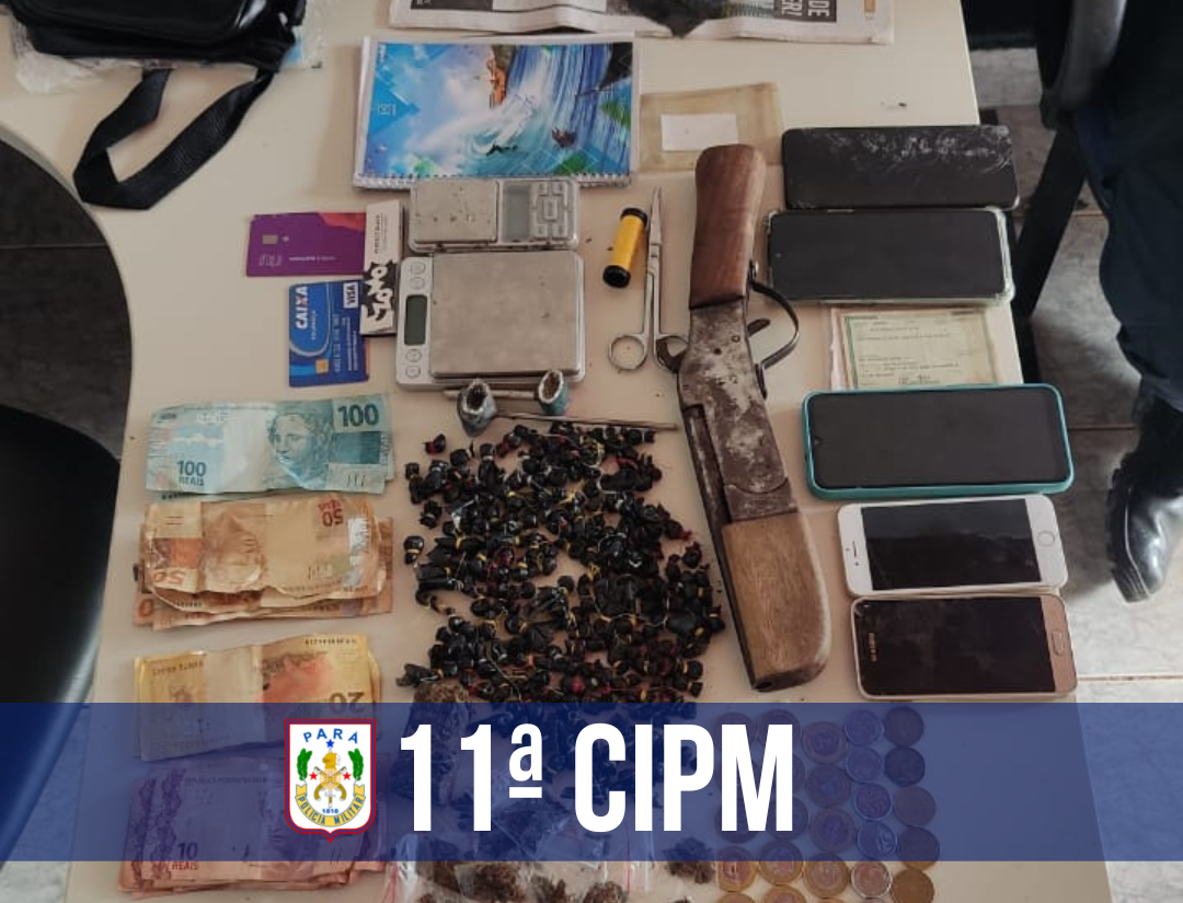 PM apreende drogas, arma de fabricação caseira e celulares em Rondon do Pará