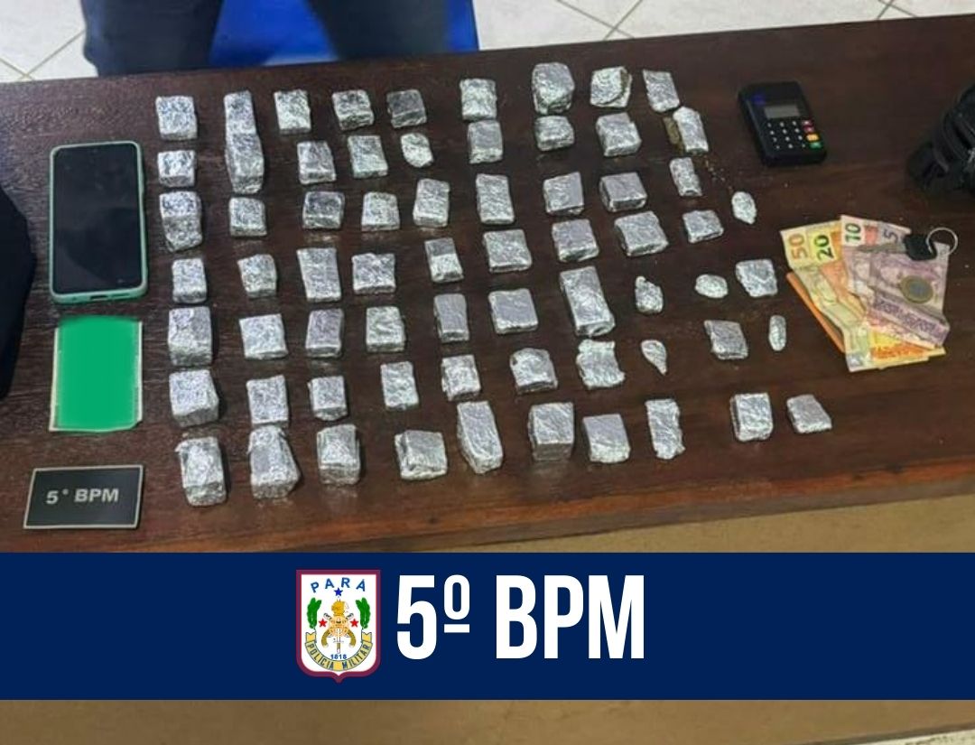 Em Castanhal, 5º BPM prende homem por tráfico de drogas 