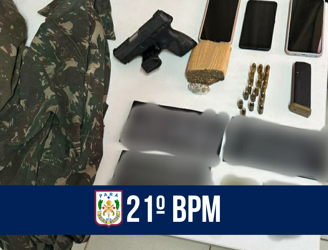21º BPM prende suspeitos de tráfico de entorpecentes e porte ilegal de arma de fogo, em Marituba
