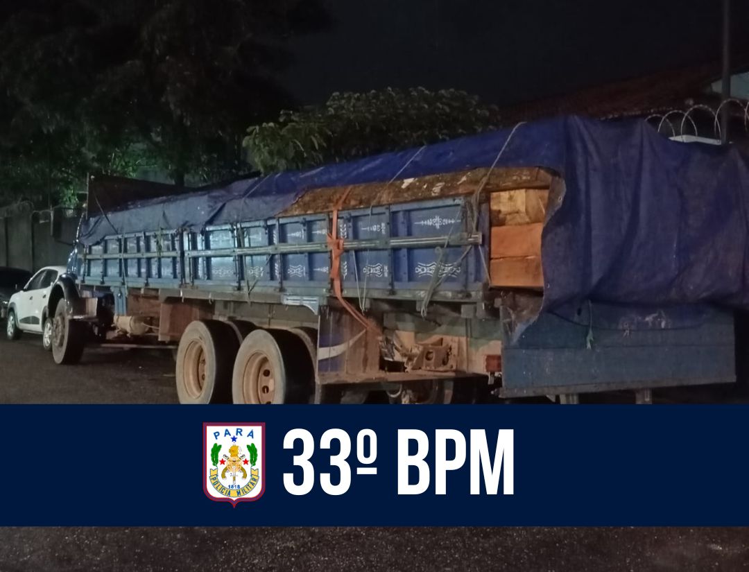 33º BPM apreende caminhão com madeira ilegal em Bragança