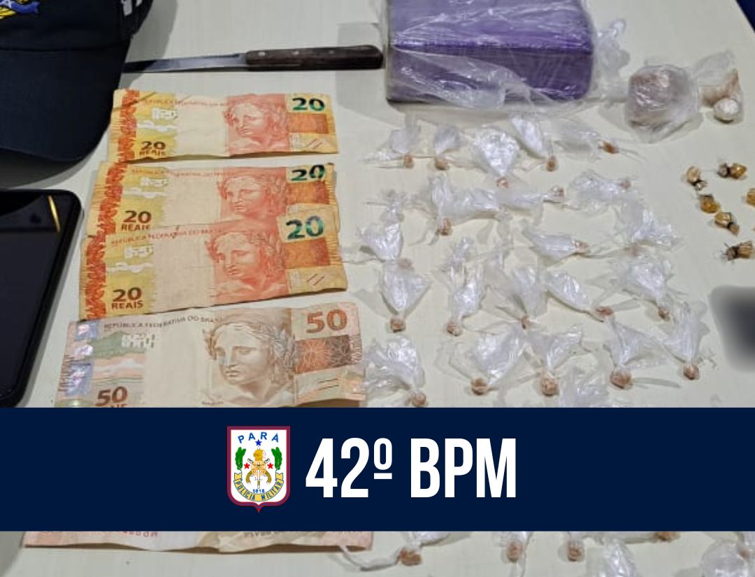 42º BPM prende dupla por porte ilegal de arma de fogo e tráfico de drogas 