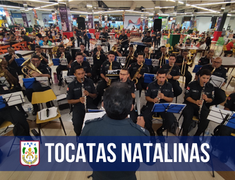 Banda da Polícia Militar abre série de tocatas natalinas em shoppings da RMB