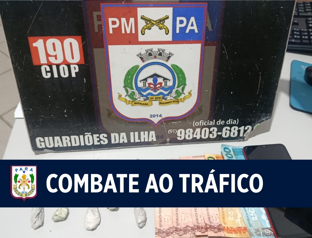 Polícia Militar prende dois por tráfico de drogas na praia do Chapéu Virado, em Mosqueiro